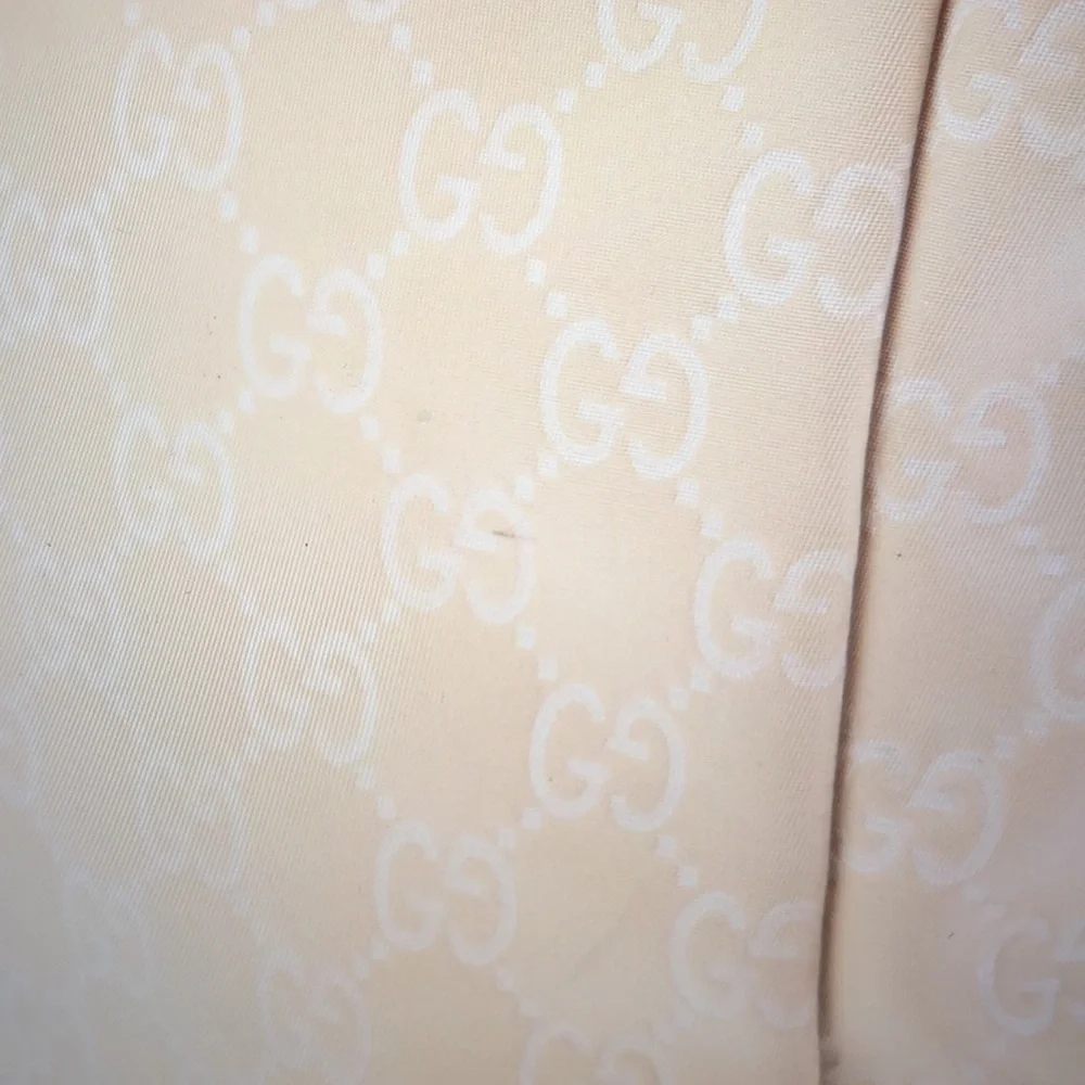 #0212 Gucci GG Beige Canvas & Baby Blue Leather Tote - Picture 10 of 11